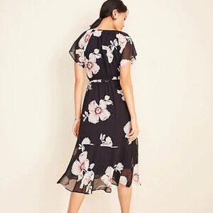 NWT Ann Taylor Floral Tiered Flounce Dress Black Size 2